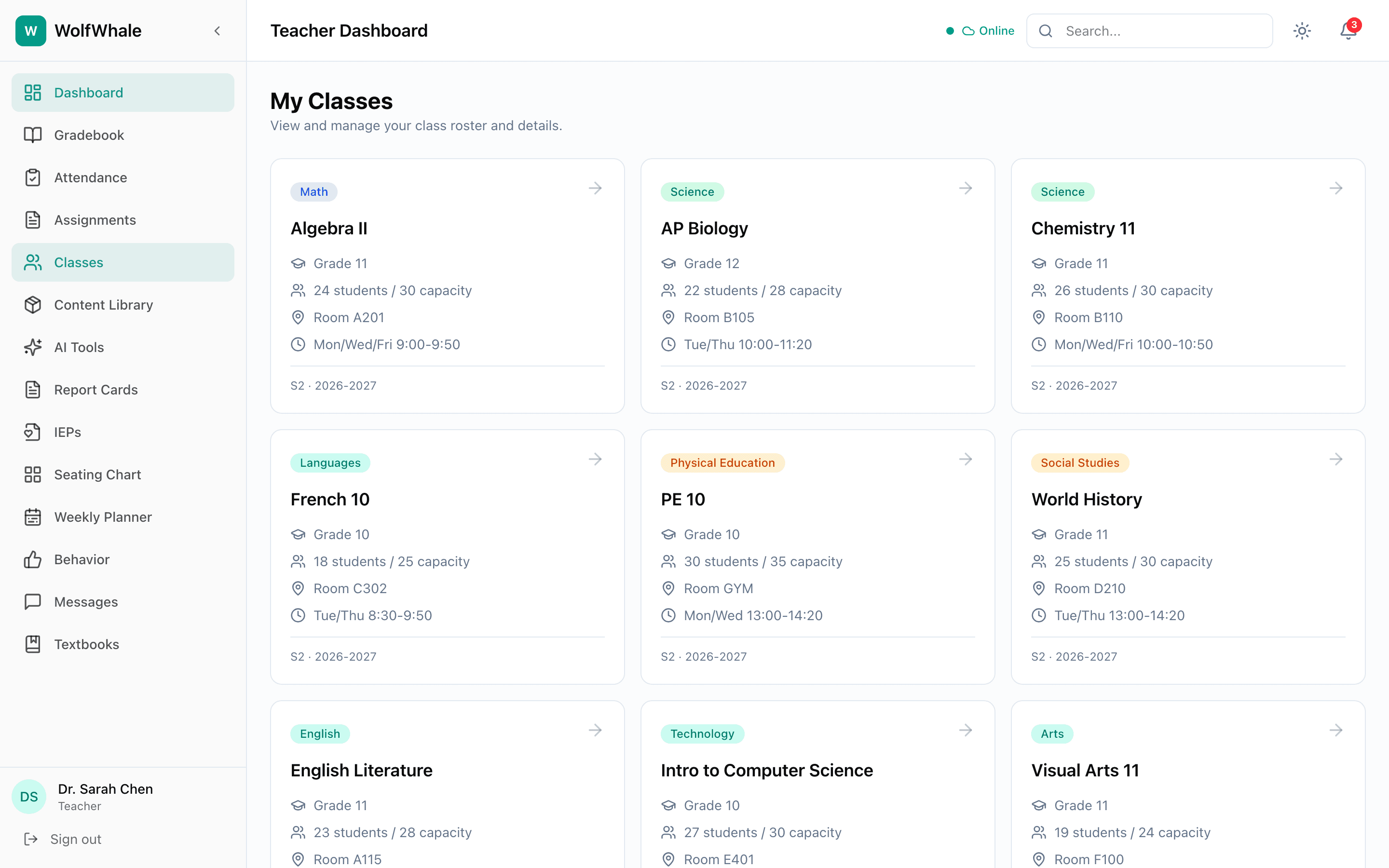 Class Management — Web