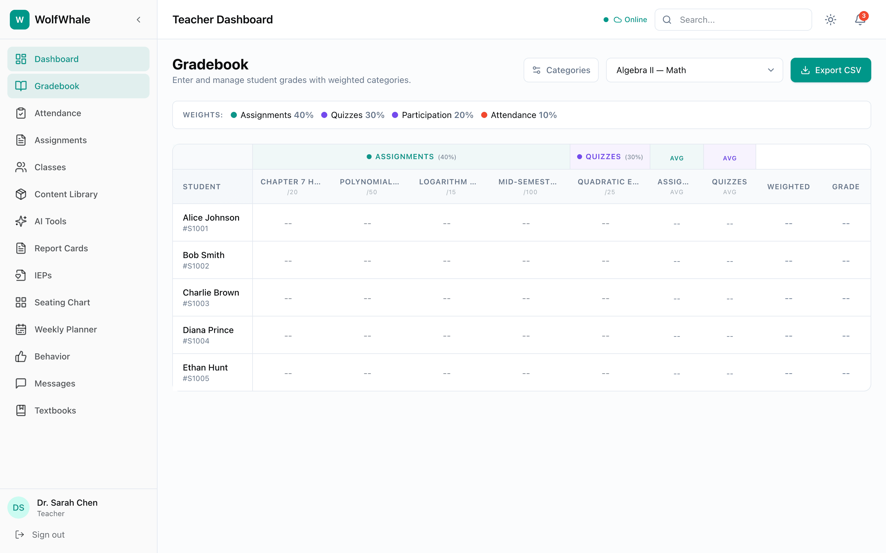 Gradebook — Web